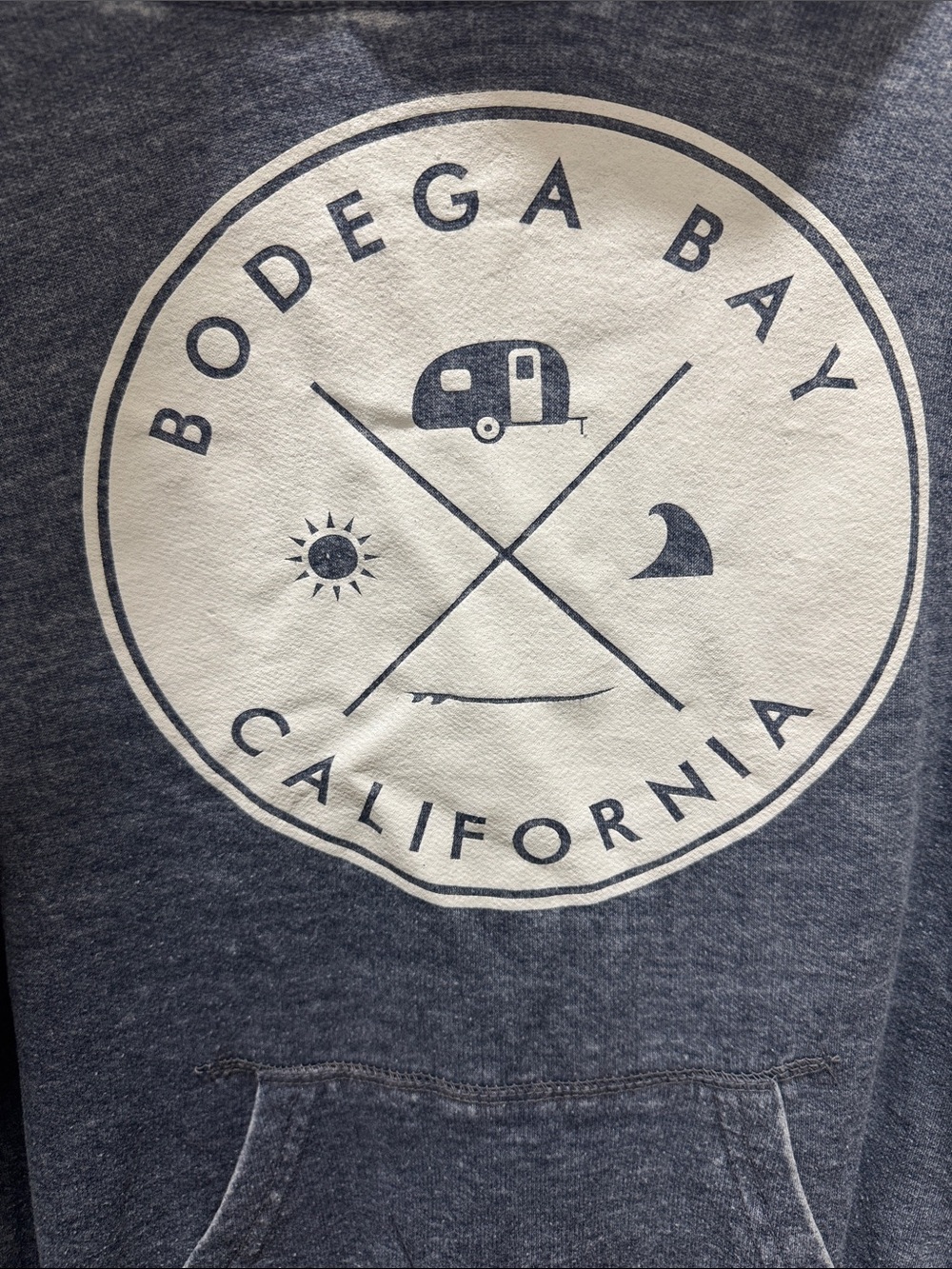 Bodega Bay California Hoodie Acid Wash Blue Small Coastal Graphic - Picture 3 of 9